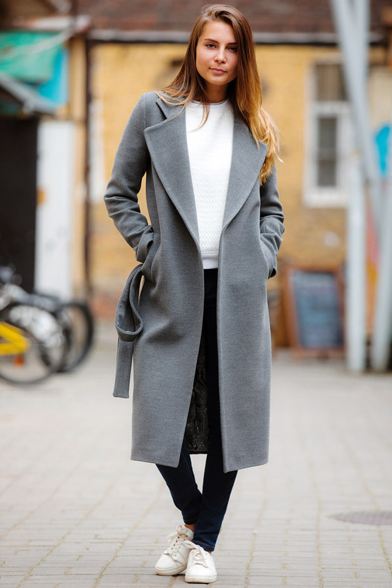 Пальто серого цвета женское с чем носить